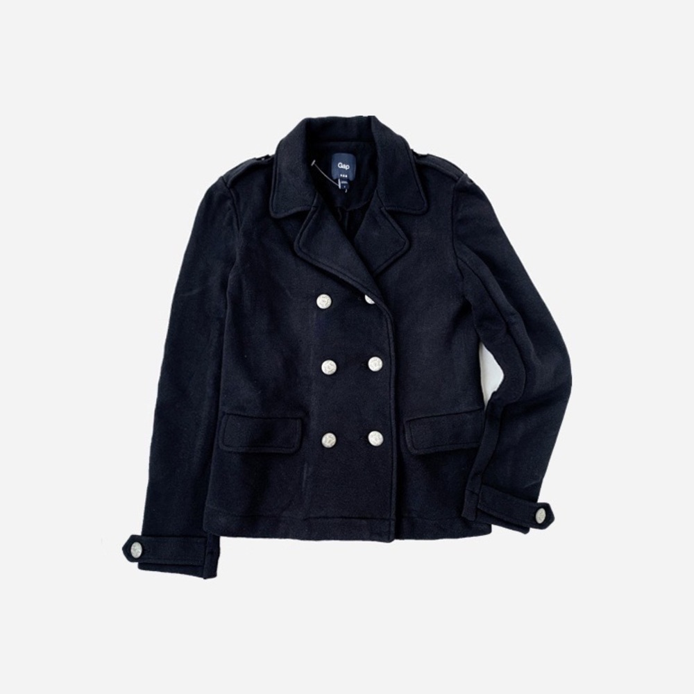 New Gap Double Breasted Button Jacket Black - image 2